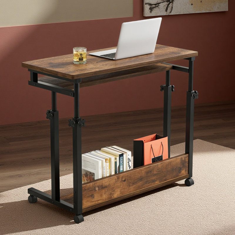 Bureau avec roulettes, table pour ordinateur portable pratique, bureau à hauteur réglable