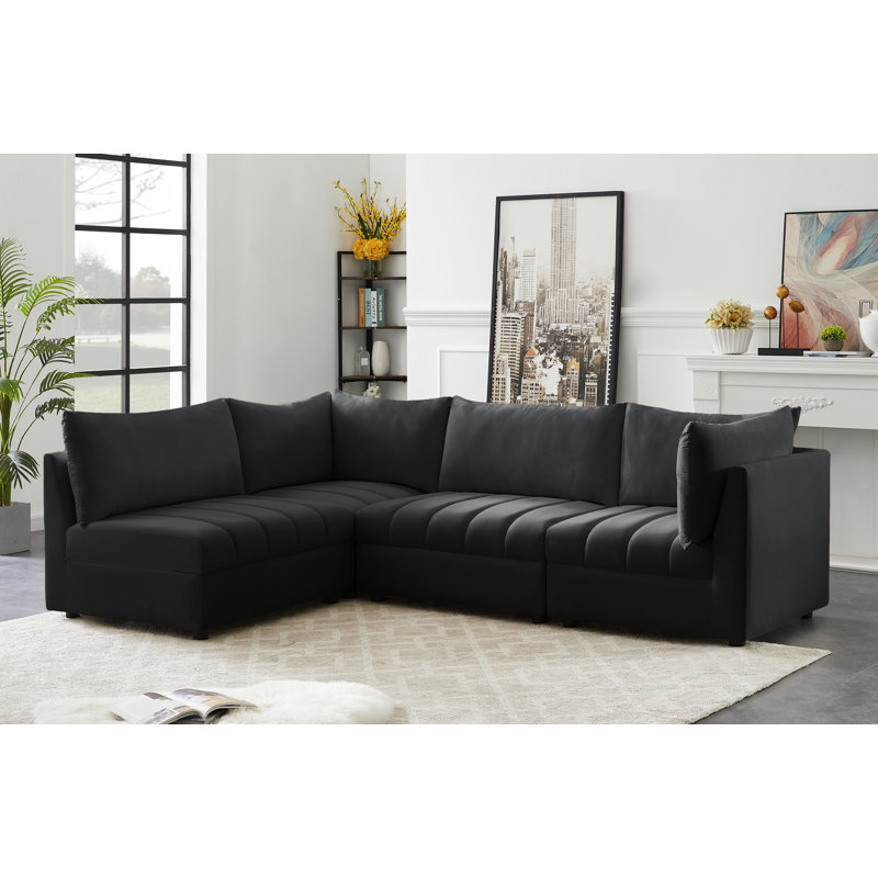 Izadora Velvet L-Shaped Sectional Reversible