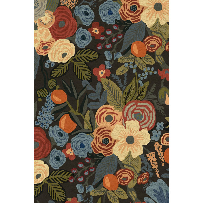 Tapis multicolore à motif floral lavable à la machine, Tapis de couloir 2 pi 6 po x 9 pi 10 po inclus