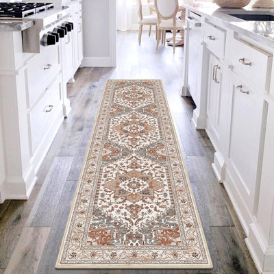 Vintage Hallway Runner Rug, Non-Slip Boho Vintage Washable Kitchen Rug for Bedroom, Kitchen, Laundry, Entrance