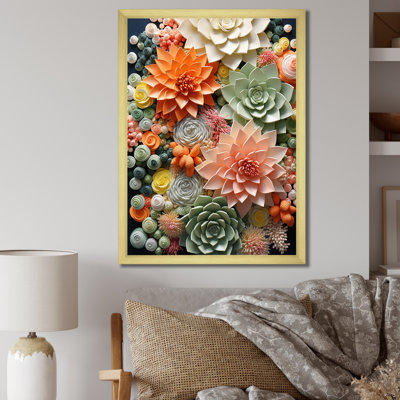 Pyala Orange Pink Succulents Flowers III On Canvas Print
