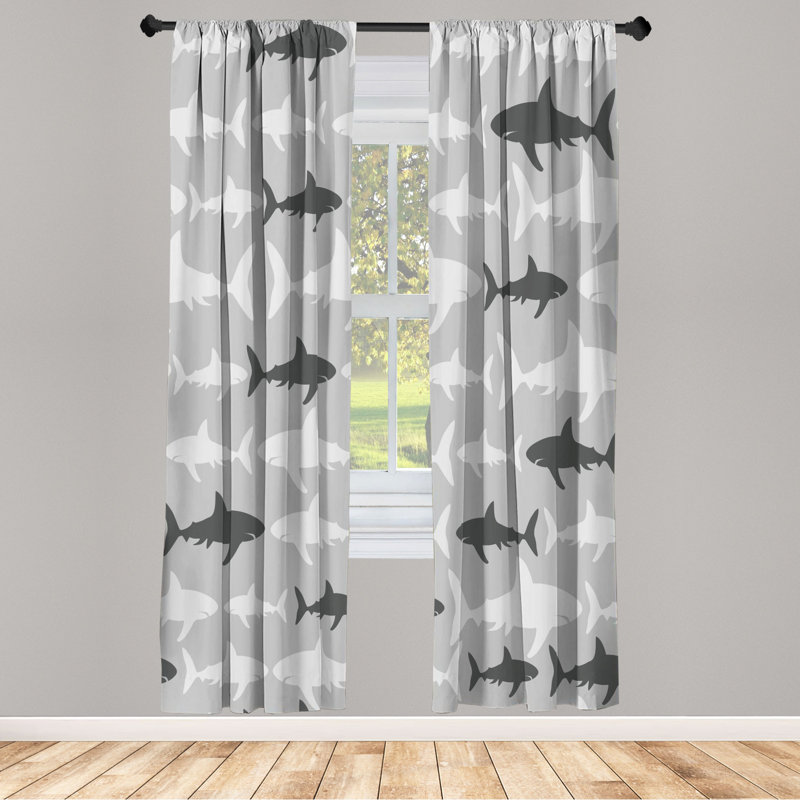 Microfiber Floral Semi-Sheer Rod Pocket Curtain Panels, 28" W x 84" L, Gray/White