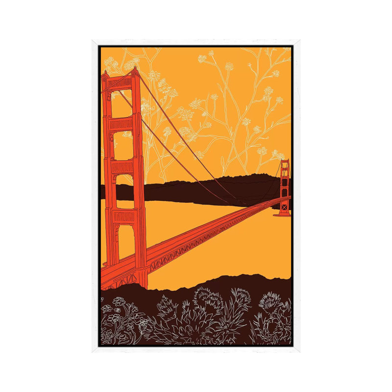 Gate Bridge - Headlands by Shane Donahue - Print on Canvas, White Floater Framed, 101.6cm H x 66.04cm W x 3.81cm D
