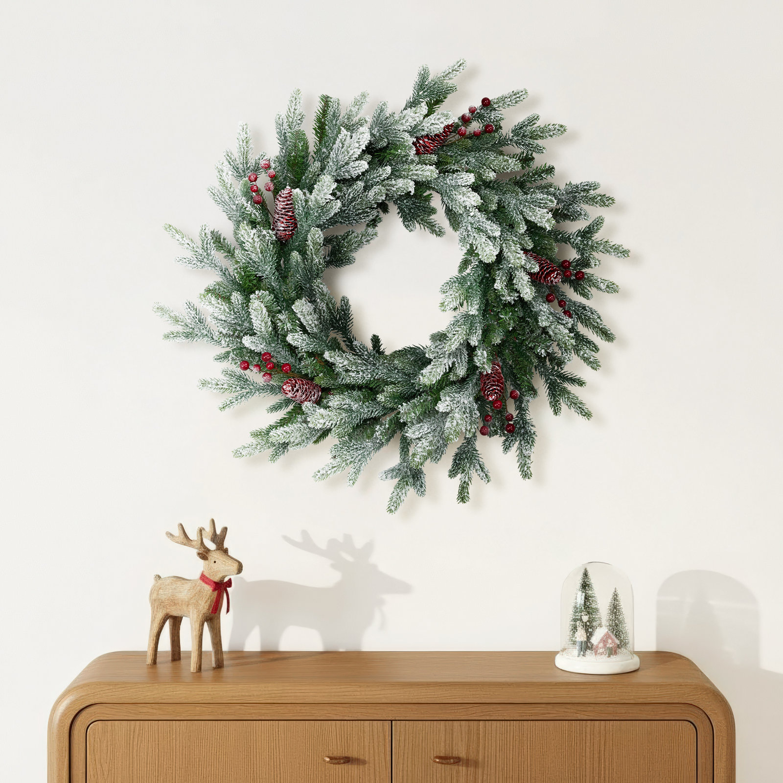 Real Touch Flocked Snowcap Grove Fir Artificial Christmas Wreath - 24" - Unlit