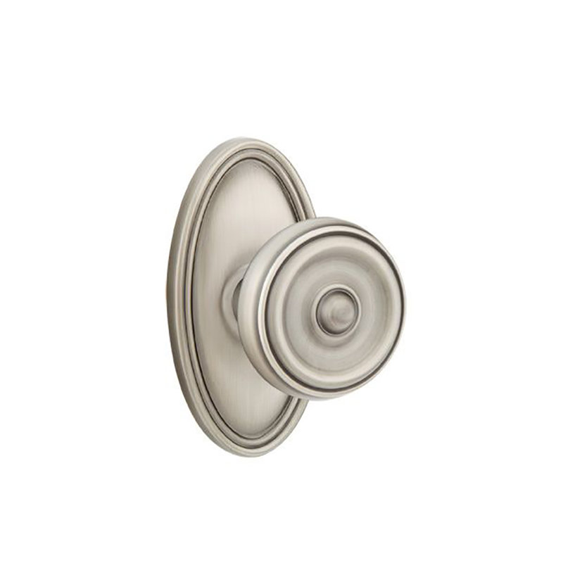 Ensemble de boutons de passage Emtek avec bouton ovale Roestte et Waverly, Étain