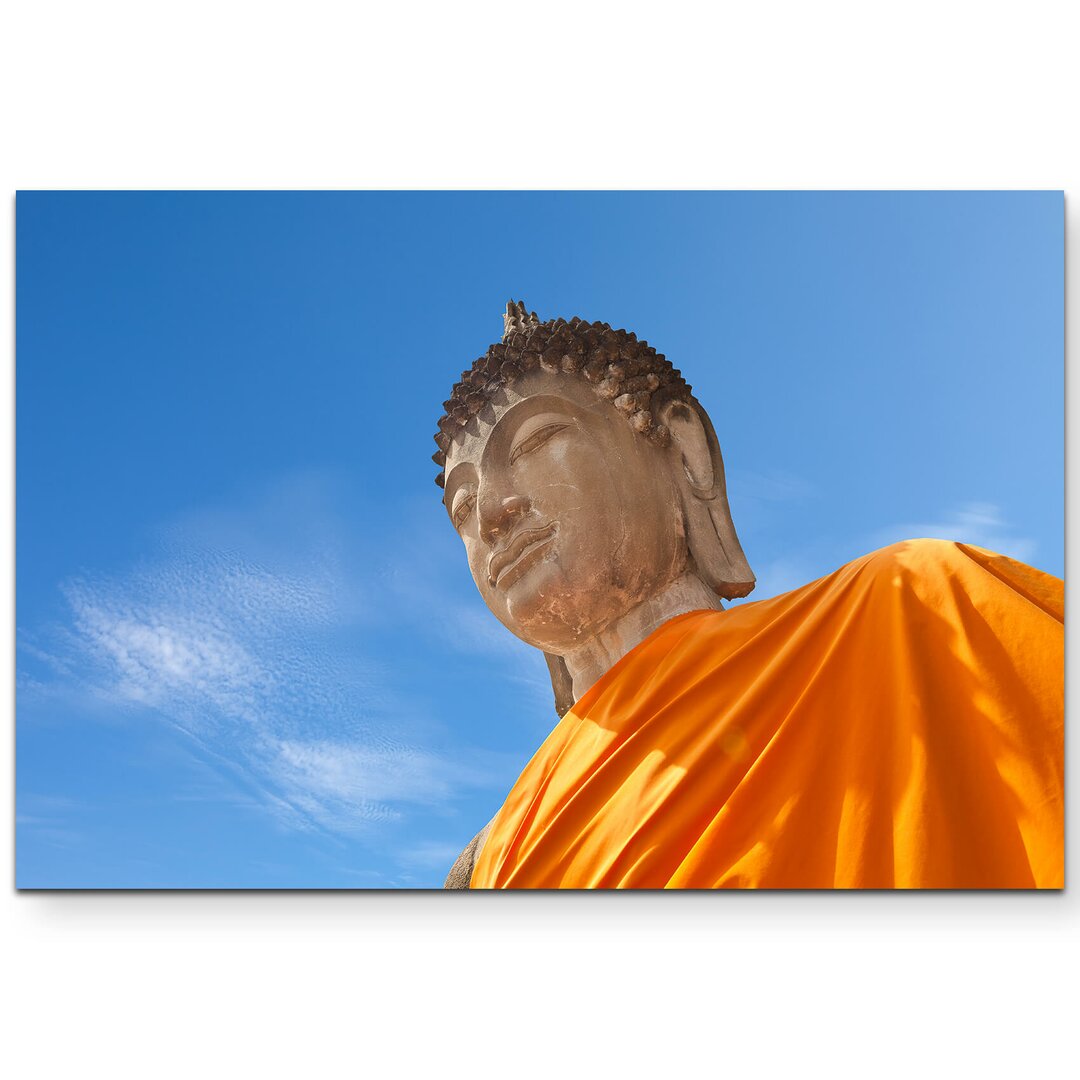 Leinwandbild Riesenstatue Buddha Gesicht – Nahaufnahme