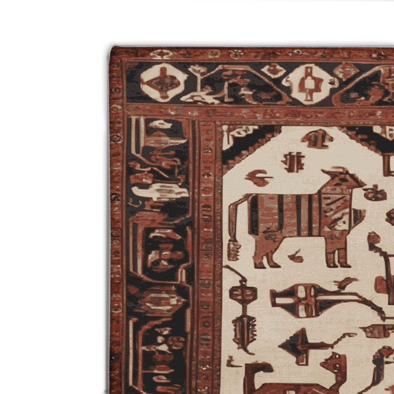 Tapis d'intérieur et d'extérieur brun Persian, Rectangulaire 8 pi x 10 pi