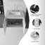 Meuble-lavabo suspendu de 61 cm (24 po) avec comptoir et dosseret en marbre reconstitué, armoire en contreplaqué, lavabo en céramique, portes à fermeture amortie, blanc-419845605