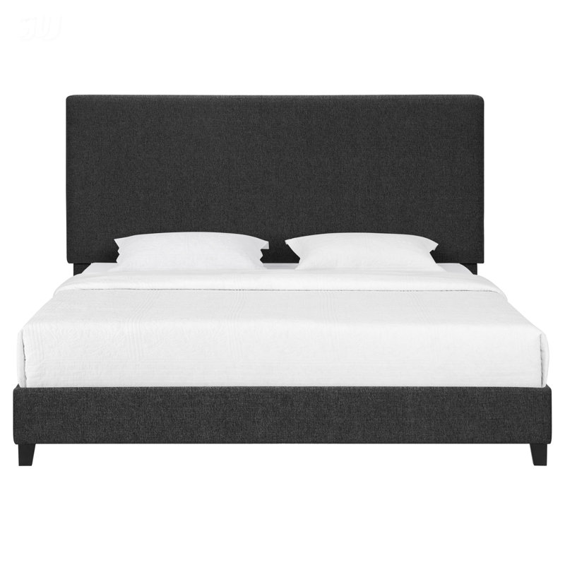 Très grand lit plateforme tapissier gris anthracite (lit), Très grand lit, Gris