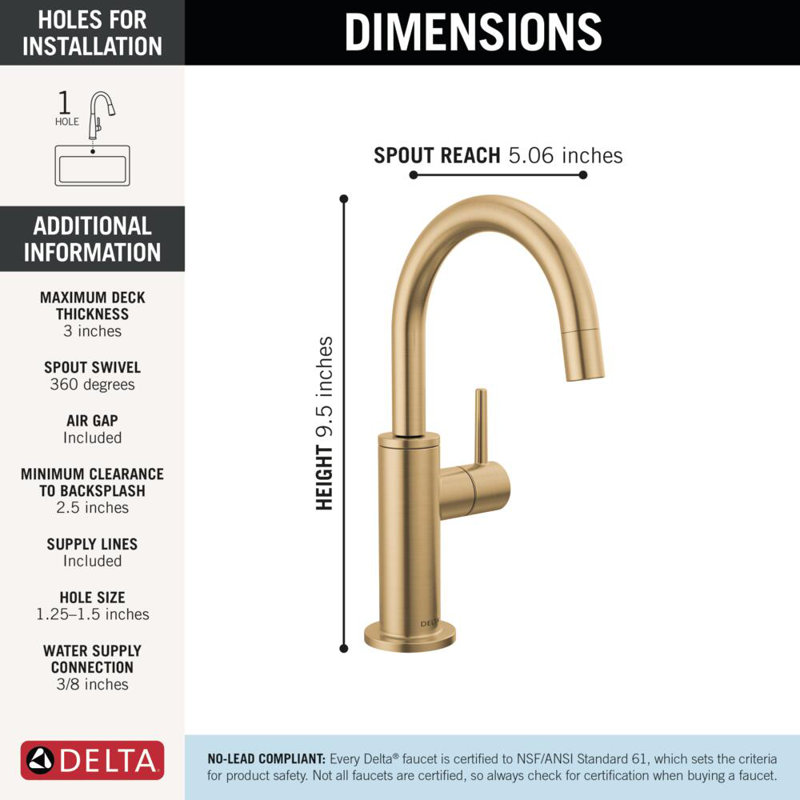 Other Contemporary Round Beverage Faucet, Champagne Bronze