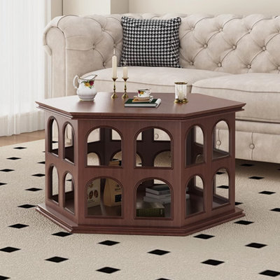 Solid wood coffee table with retro design