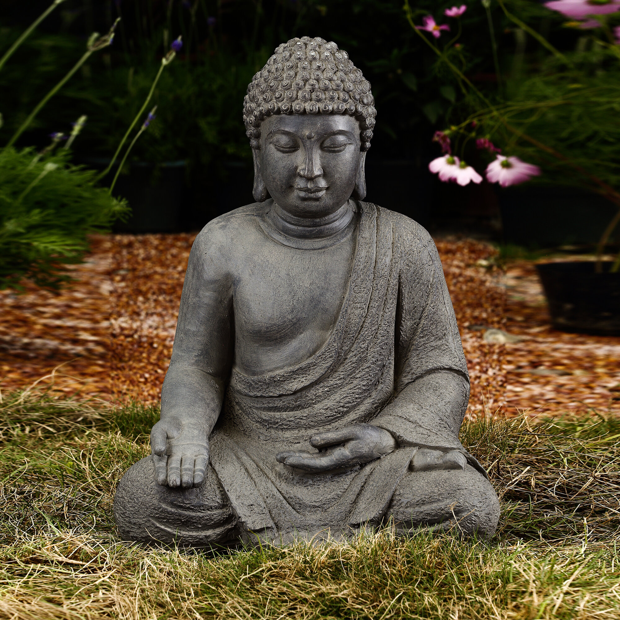 World Menagerie Gray Meditating Buddha Outdoor Statue & Reviews | Wayfair