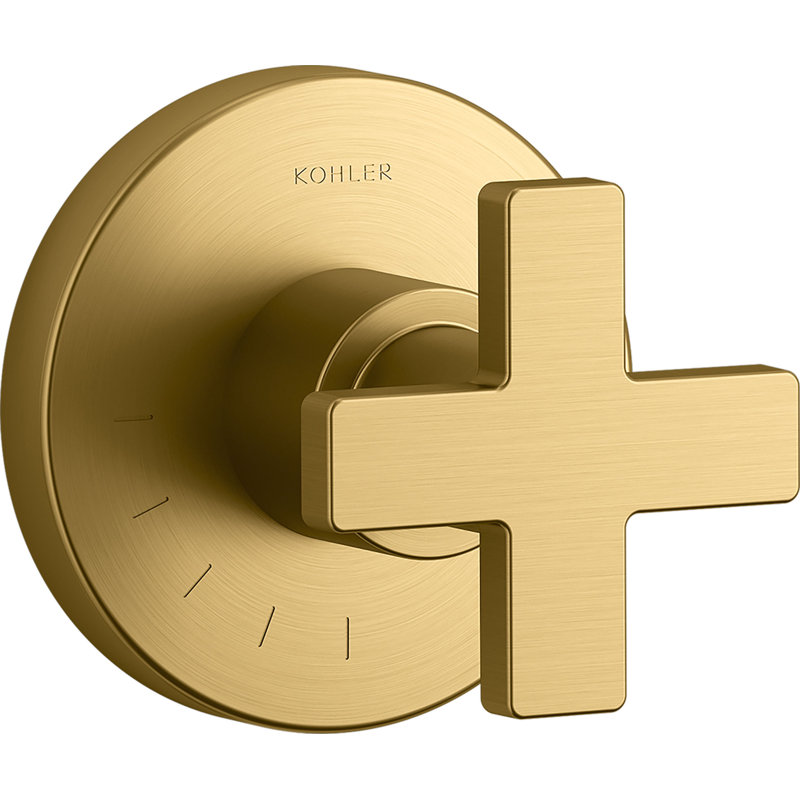 Composed Volume Control Faucet Trim with Cross Handle, Vibrant Brushed Nickel