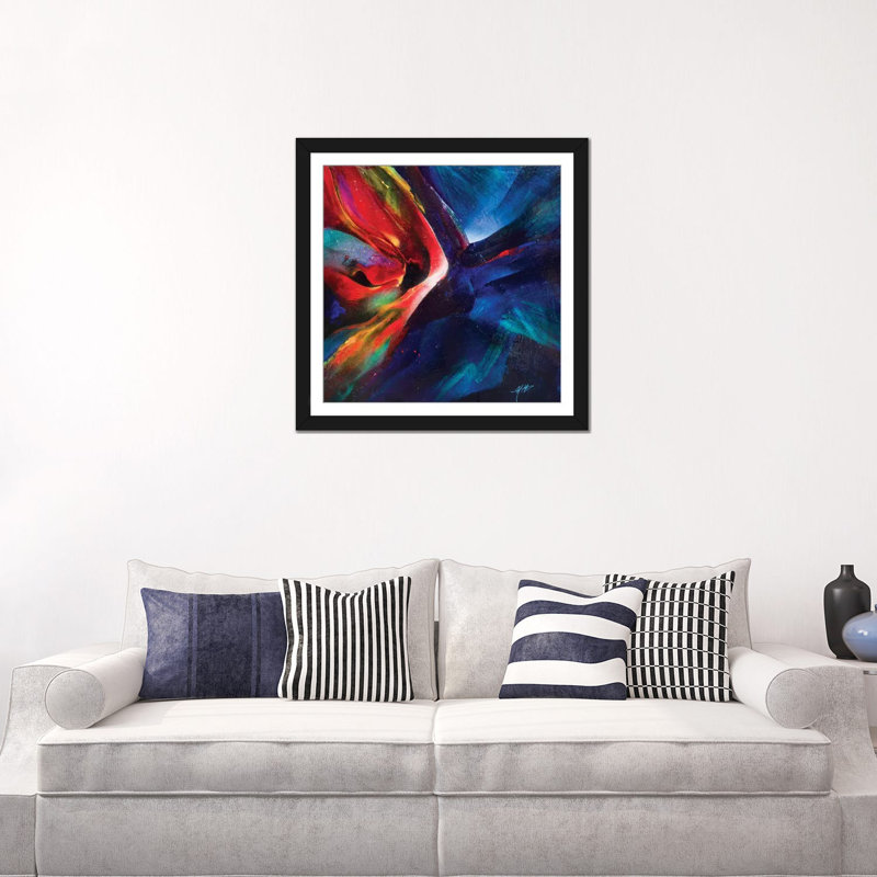 « elysium », reproduction sur toile, H 18 po x l 18 po x P 1,5 po, Toile avec cadre noir, Blanc
