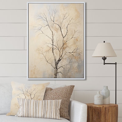 «Beige Trees Oak Solitude V», reproduction sur toile