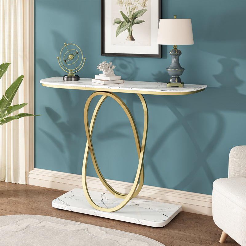 Germania 43.3" Console Table, White, Golden