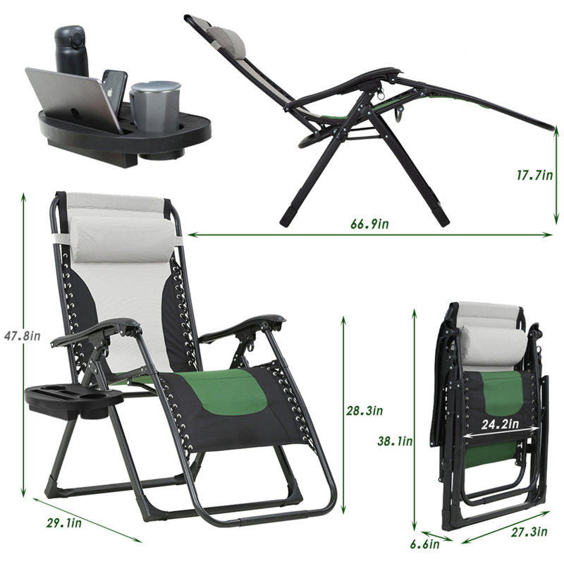 Wayman Folding Recliner Chair, Green