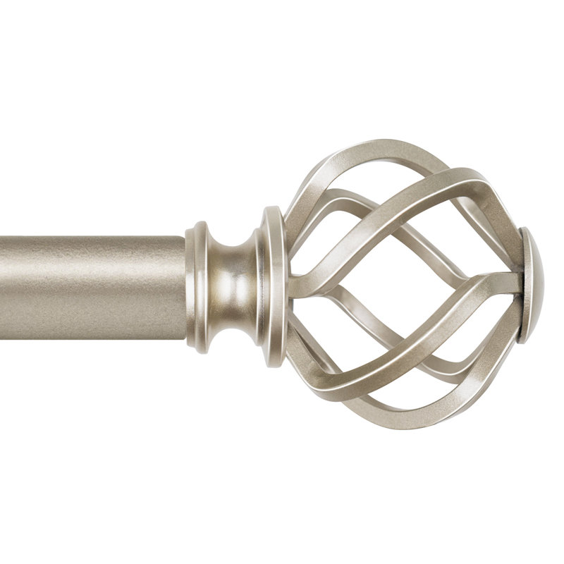 Aref Steel Adjustable Single Curtain Rod, 32"-48", Champagne Gold