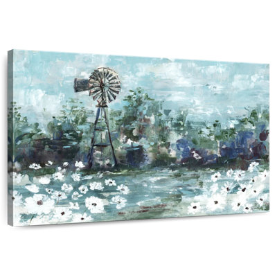 Paysage de moulin à vent et marguerites Alvord