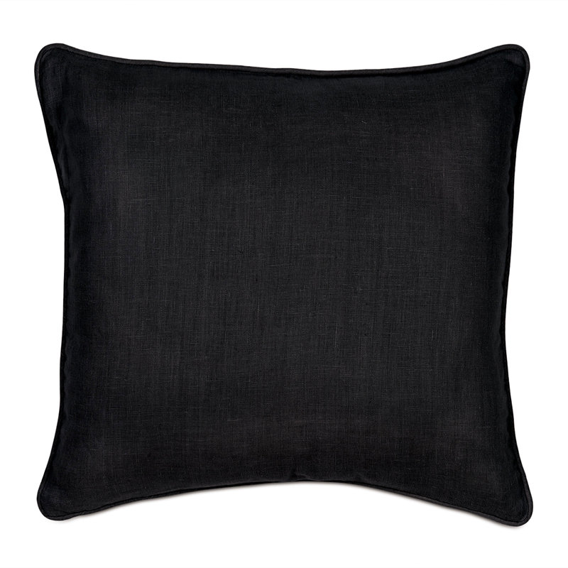 Housse et insert de coussin décoratif en lin Resort, Noir