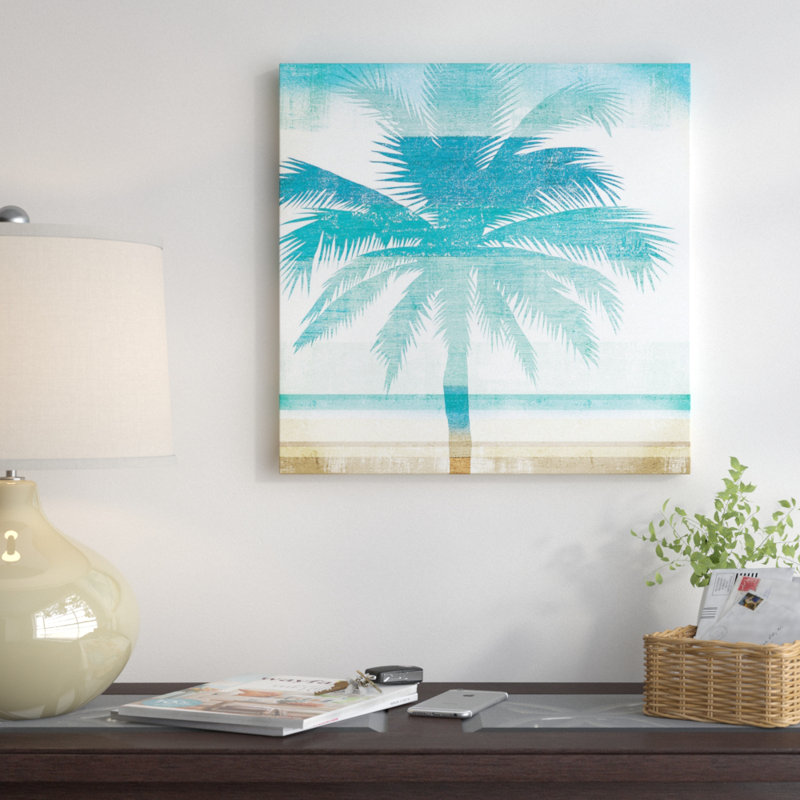 Impression sur toile «Beachscape Palms II», H 12 po x l 12 po x P 1,5 po, Pas de tapis, Toile tendue