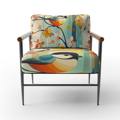 Bird Floral Accent Chair - Chinoiserie Birds & summer Blossoms Arm Chair