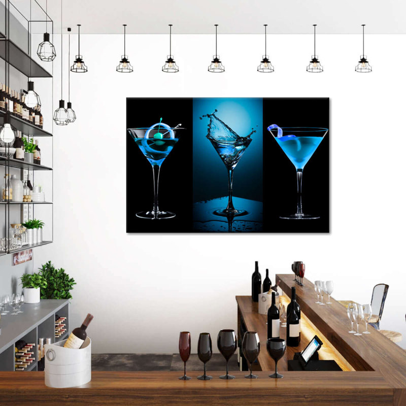 Blue Cocktail Drinks Canvas Print, 20" H x 30" W x 1.25" D
