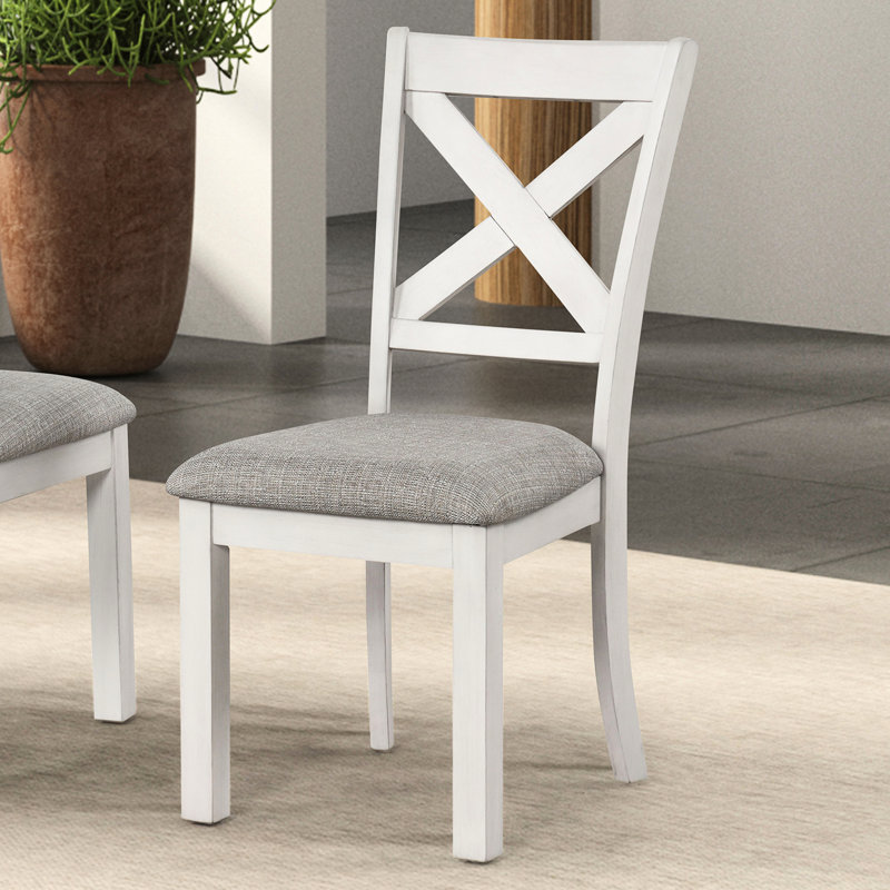 Chaises de salle à manger rustiques en chêne blanc à dossier croisé 2 pièces avec sièges rembourrés en bois d'ingénierie