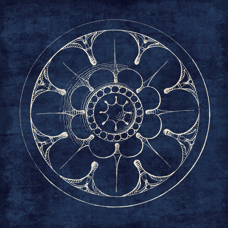 Rosette III indigo, H 20 po x l 20 po