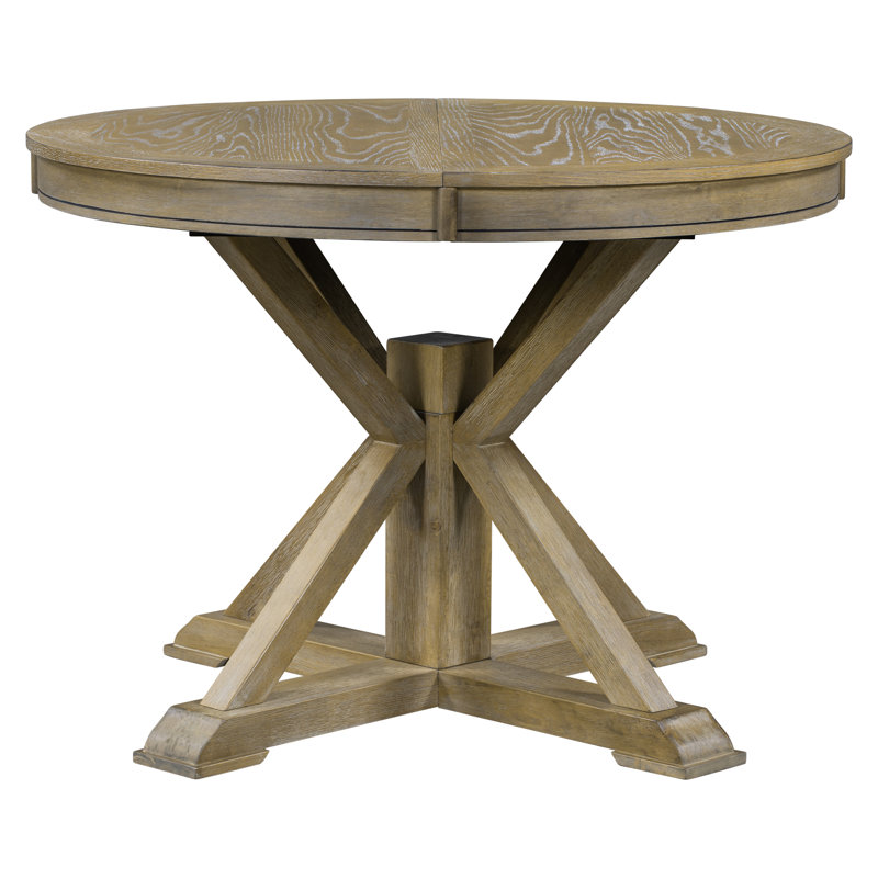 Table de salle à manger extensible rétro avec rallonge papillon de 12 pouces Retro, Bois naturel délavé