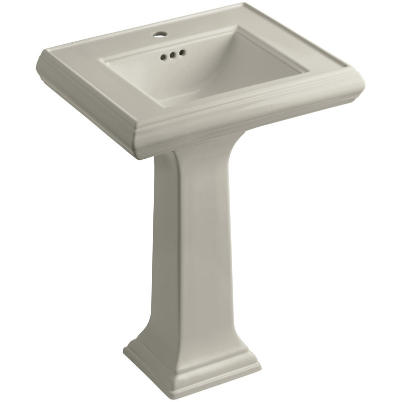 Memoirs® 26.375" Tall Rectangular Pedestal Bathroom Sink with Overflow, Sandbar, 4" Centers