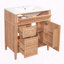 Meuble-lavabo en bois massif de 30 po avec tiroir rabattable et fermeture en douceur-1136570018