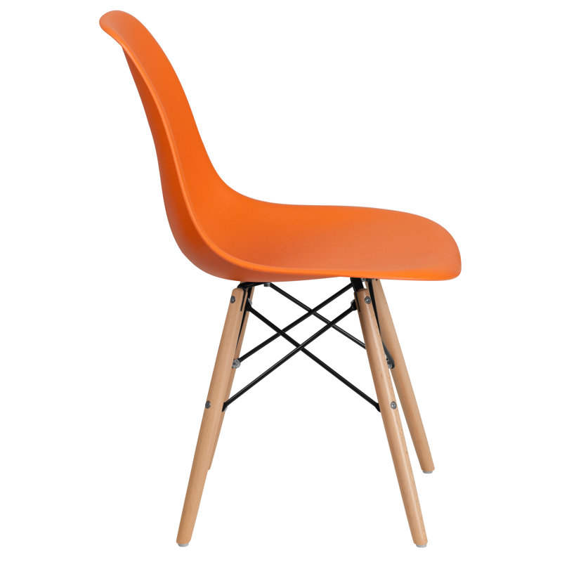 Averna Modern Side Chair with Wood Legs, Orange