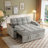 65" Convertible Sleeper Sofa With Pull-Out Bed, Loveseat Sofa Bed with Adjustable Backrest & 360° Swivel Side Table, Gray-821232060