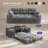Boneless Convertible Folding Sofa Bed, Sponge Floor Couch with Pillows for Small Space Living Room Bedroom, No-Assembly Required-862164354-862164364