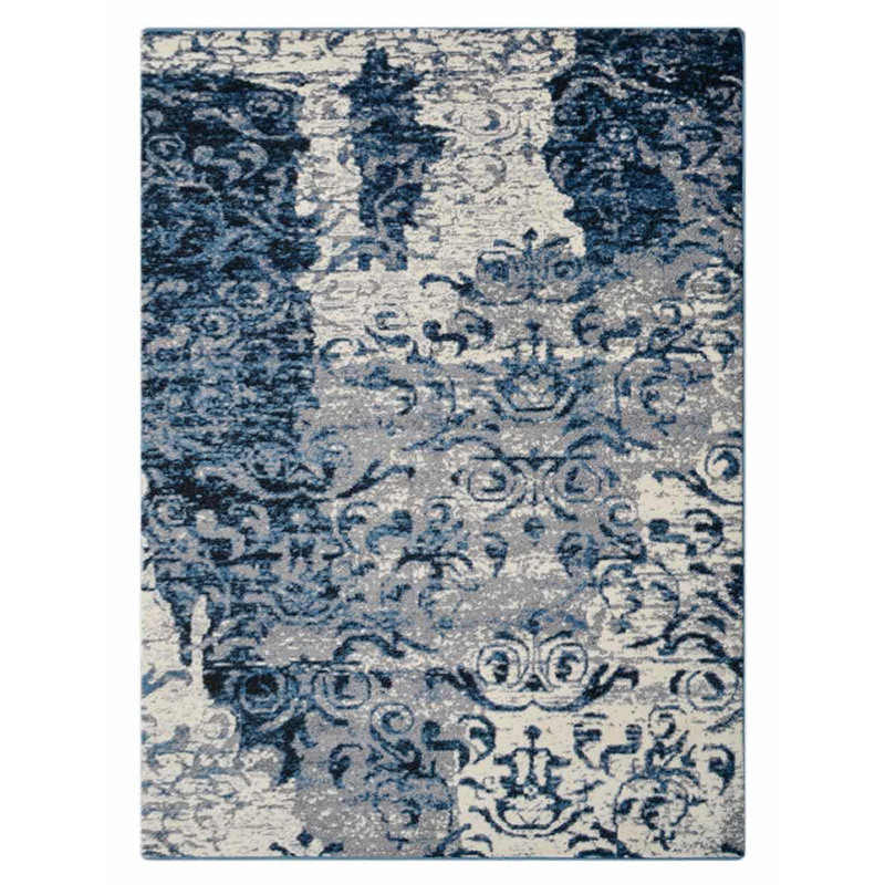 Allard Machine Made Heatset Polyproplyene Area Rugs - Rectangle, Blue Color, Abstract Modern Design, Low Pile Machine Made Area Rugs for Living Room, Bed Room