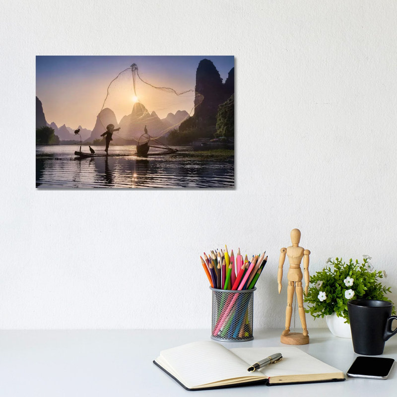 Fishing The Sun by Jesús M. García - Wrapped Canvas Gallery-Wrapped Canvas Giclée, 20.32 cm H x 30.48 cm W