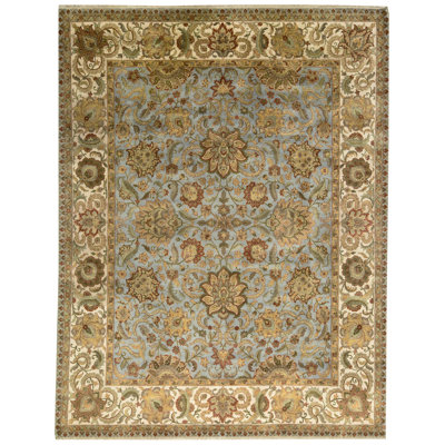 Tapis oriental brun en laine noué à la main 10 pi x 14 pi 1 po Crown