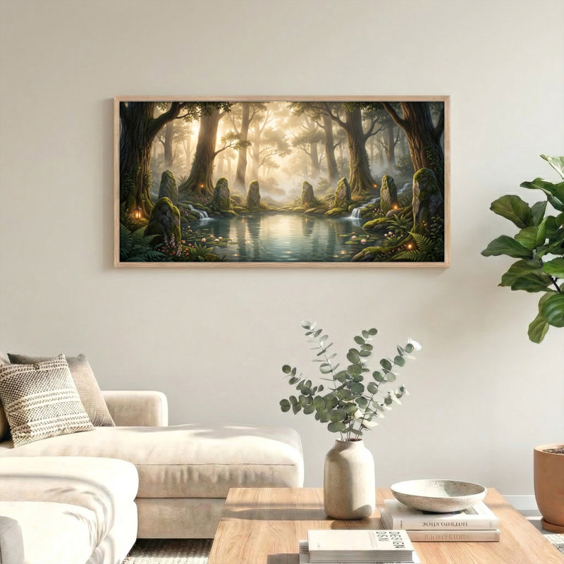 Ensemble de 1 tableau sur toile Forêt enchantée, L 40 po x H 20 po, Naturel