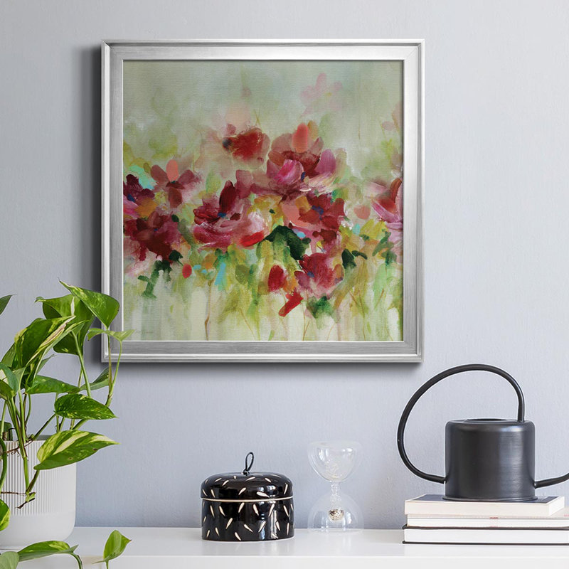 Garden Play I - Peinture sur toile encadrée, H 26,5 po x l 26,5 po x P 1,5 po, Argent