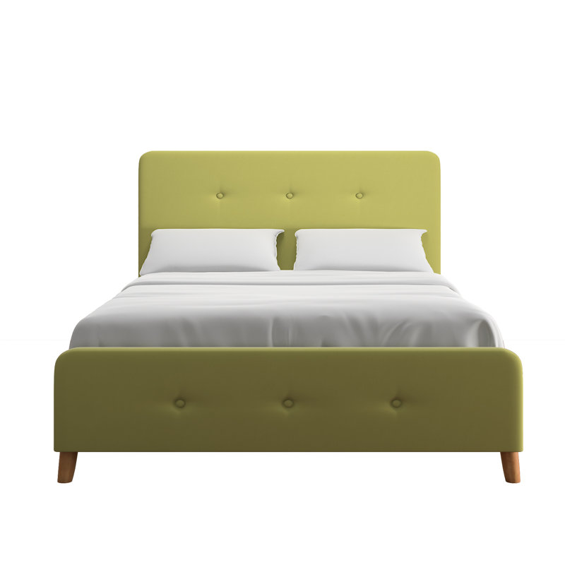 Onel Upholstered Standard Bed, Chartreuse, Queen