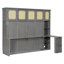 Lit escamotable double avec bureau et armoires en rotin, lit mural peu encombrant pour bureau à domicile, gris antique