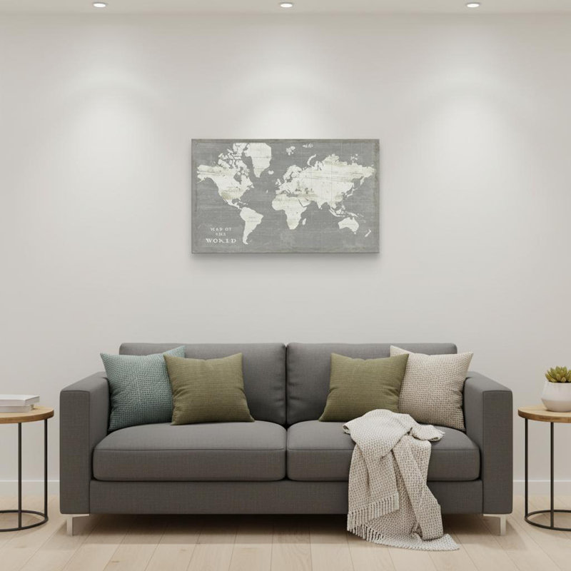 Minimalist World Map Unframed Print Wall Art, 24" x 36"