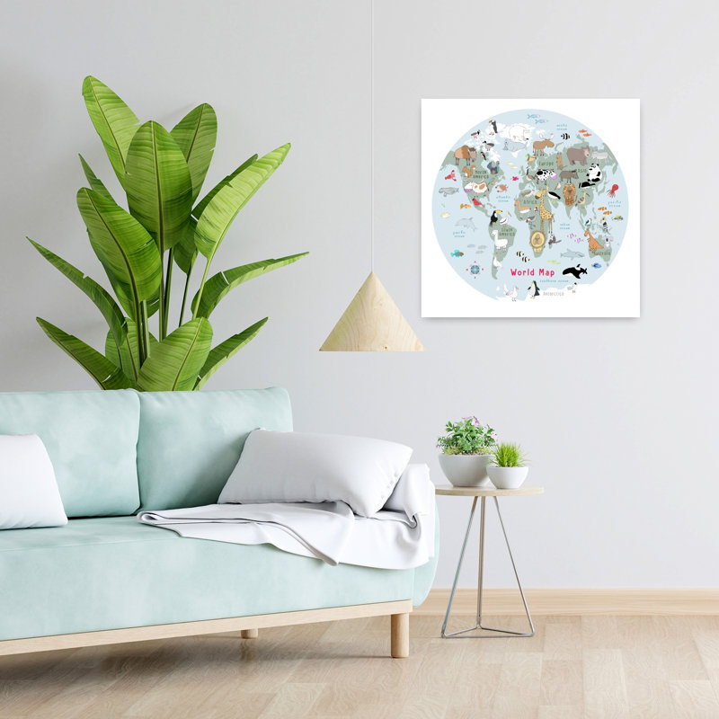 Art contemporain contemporain, vache, dauphin, poisson, océan, paysage, H 24 po x l 24 po