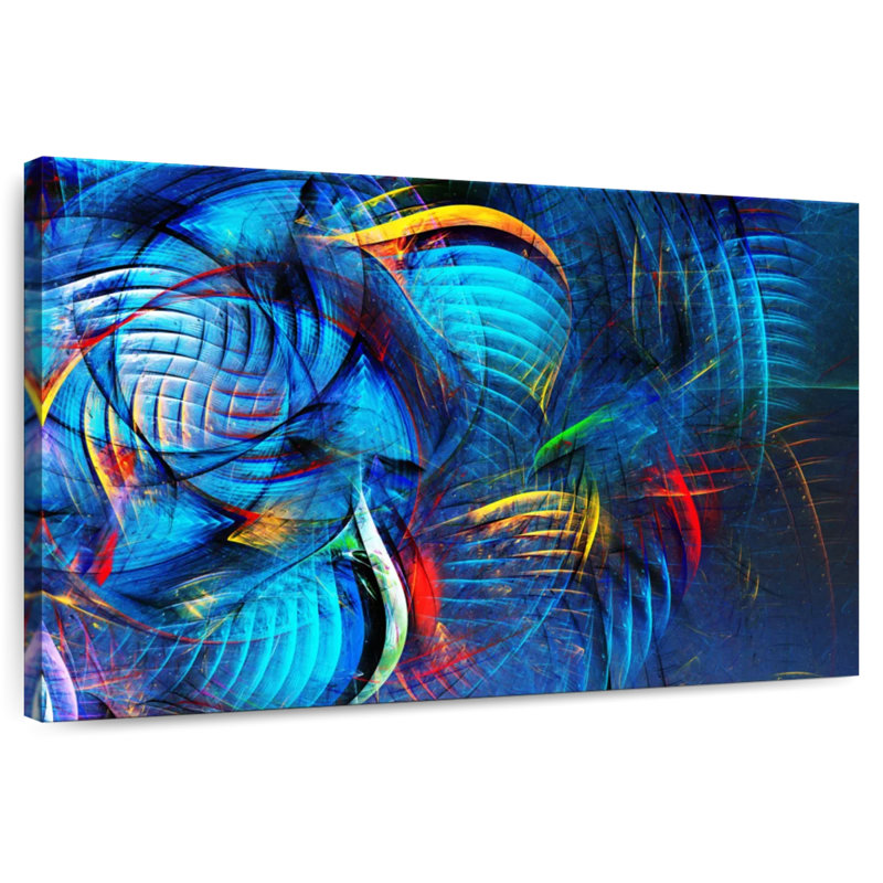 Avery Azure In Fractal Grids, 30" H x 45" W