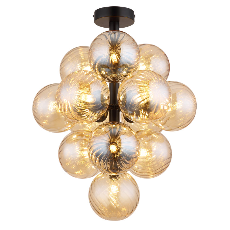 Deani Flush Mount, Amber/Matt black