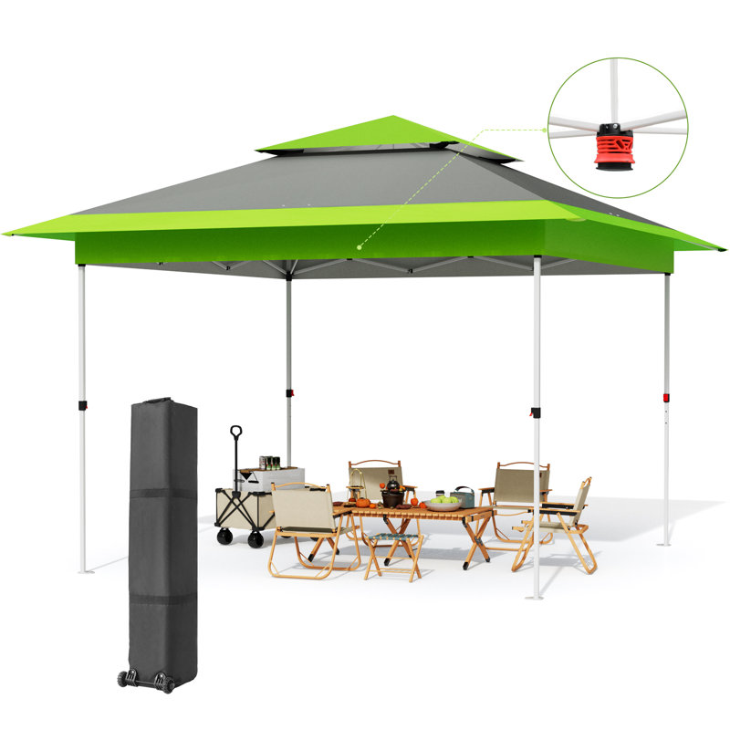 Easy Set-Up Canopy Tent, Instant Outdoor Straight Leg Canopy W/Auto Extending Eaves, One Person Folding Commercial Shelter W/Upgraded Wheeled Bag, Sun Shade