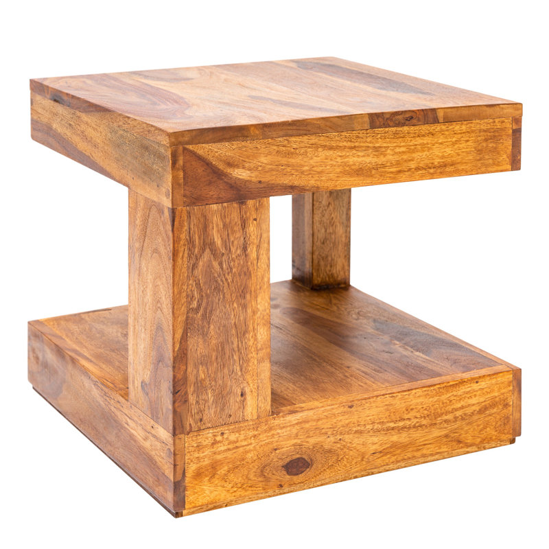 Theirry Solid Wood Floor Shelf Coffee Table with Storage, 40cm H x 45cm L x 45cm D