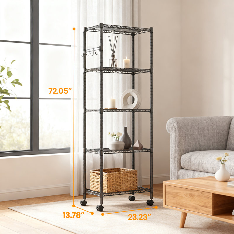 Rayonnage à hauteur réglable Lylla, Noir, H 72,05 po x l 23,23 po x P 13,78 po