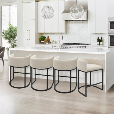Upholstered Counter Stool with Metal Frame